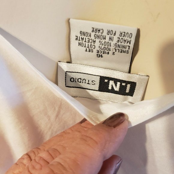 I.N. Studio Sleeveless Midi Dress S 16 White lined Trapeze 100% Cotton Shell - Picture 4 of 6